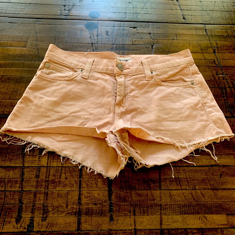 SOLD Hudson Pink Ragged Edge Denim Shorts Size 24.